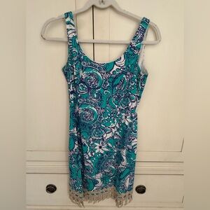 Lilly Pulitzer blue Teal and White Paisley Dress
